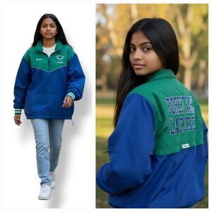 Boathouse LaCrosse Sports Track Windbreaker Jacket in Blue/Green Size Large